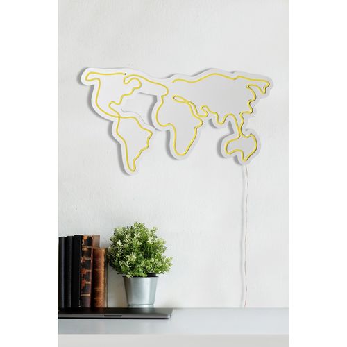 Wallity Ukrasna plastična LED rasvjeta, World Map - Yellow slika 14