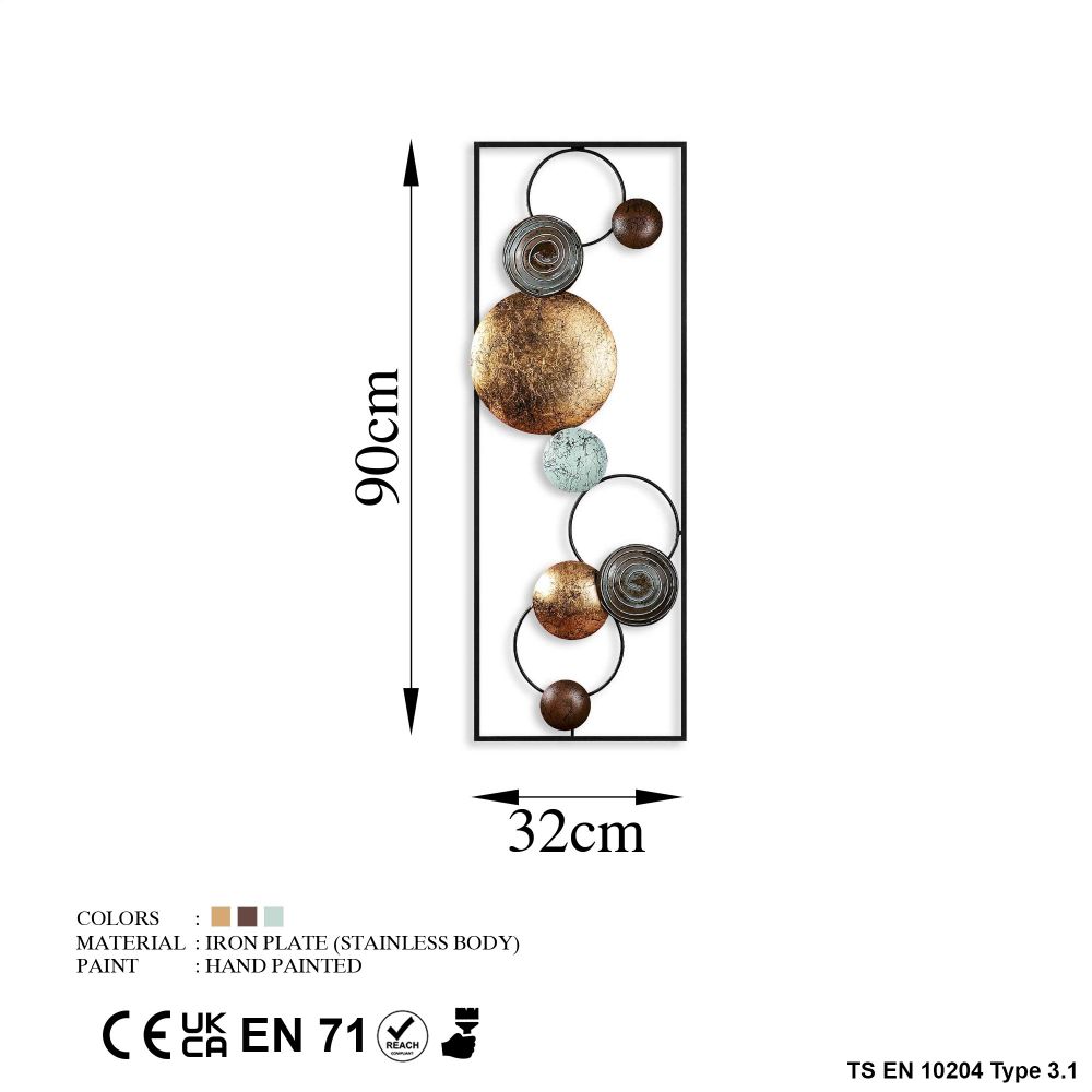Decorative metal wall accessory Textured - 8, colour: multicolor slika 8