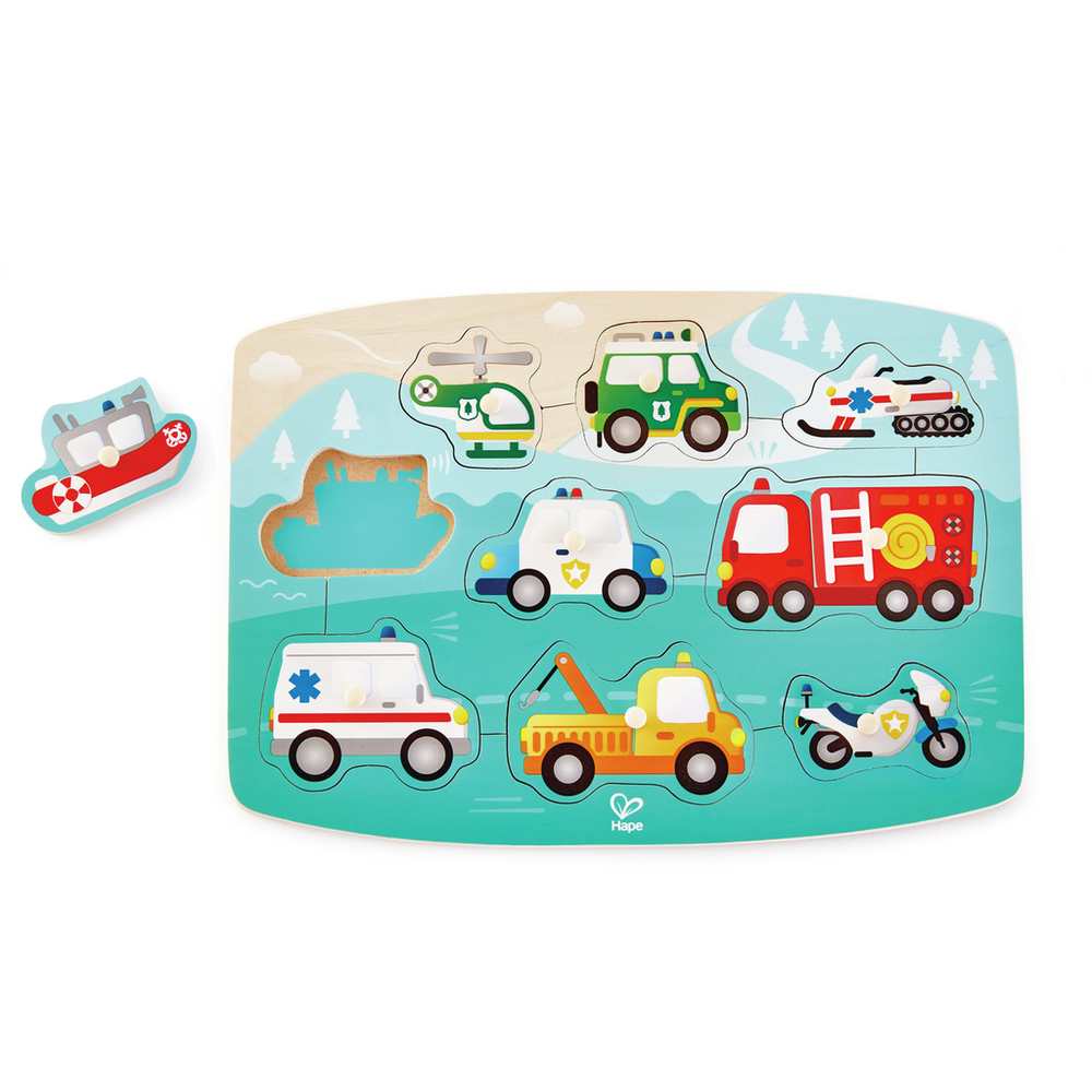 Hape Drvena slagalica Emergency Peg Puzzle E1406A  slika 1