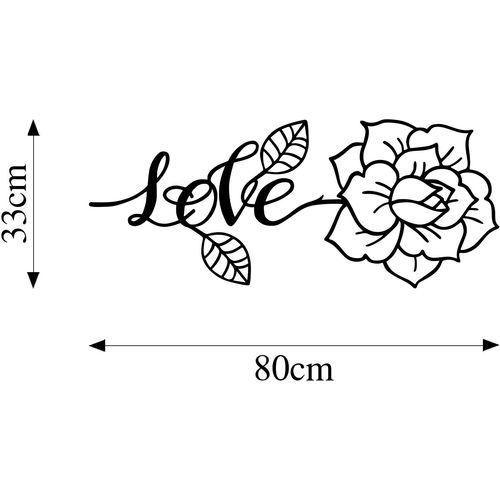 Love And Flower Black Decorative Metal Wall Accessory slika 5