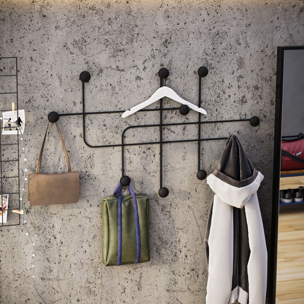 Metal wall hook Samara, colour: black slika 3