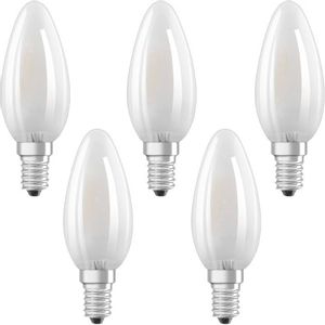 OSRAM 4058075090682 LED Energetska učinkovitost 2021 E (A - G) E14 oblik svijeće 4 W = 40 W toplo bijela (Ø x D) 35 mm x 100 mm filament 5 St.