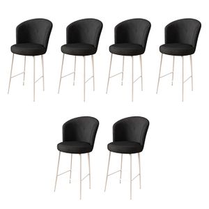 Fora - Crni i Bijeli Bar Stolac Set (6 Komada)