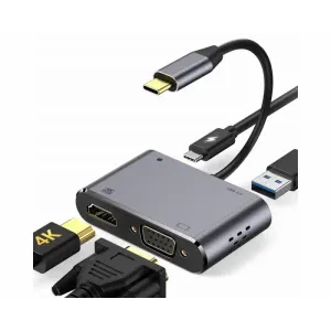 Adapter-konverter USB Tip C 3.1 na HDMI/VGA/3.0 USB/Tip C