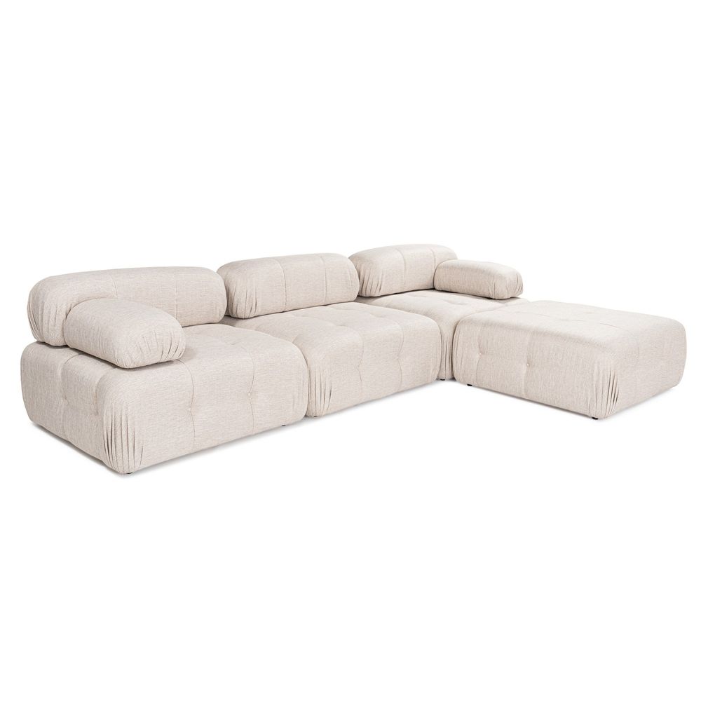 Doblo 3 Sjedala sa Pouffom (L1-O1-1R-Pouffe) - Svijetlosmeđi Kutni Sofe slika 5