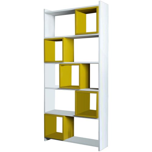 Woody Fashion Polica za knjige, Box - White, Yellow slika 4