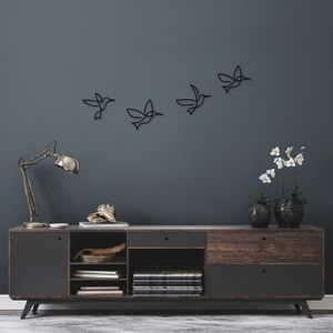 Decorative metal wall accessory Birds - 304, colour: black