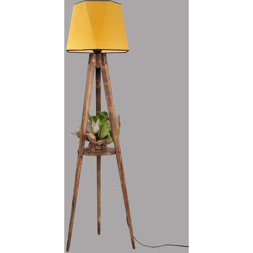 Sehbalı tripod lambader yanık altıgen hardal abajurlu Mustard Floor Lamp slika 1