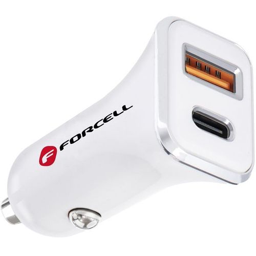 FORCELL auto punjač USB 3.0 + USB C Quick Charging + Power Delivery PD20W 4A CC-QCPD01 bijeli slika 2