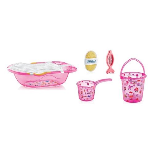 BABYJEM SET ZA KUPANJE 6 DELOVA PINK (kadica, podloga,termometar, sundjer, bokal, kofica) slika 1