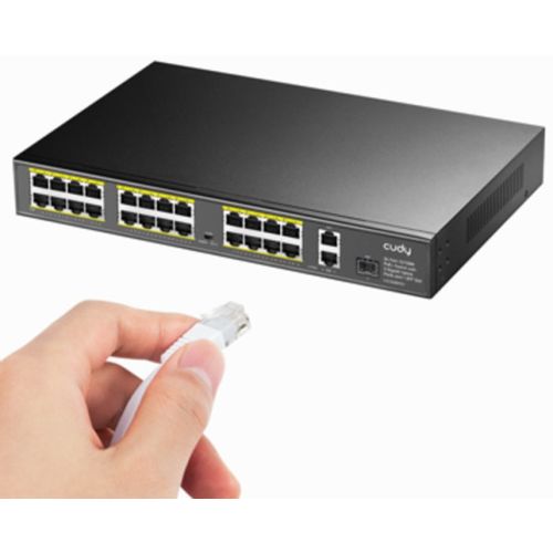 Cudy FS1026PS1 24-Port 10/100M PoE+Switch, 2Gbit Uplink + 1 Gbit Combo SFP Port, 300W(PFS4226-24ET- slika 2
