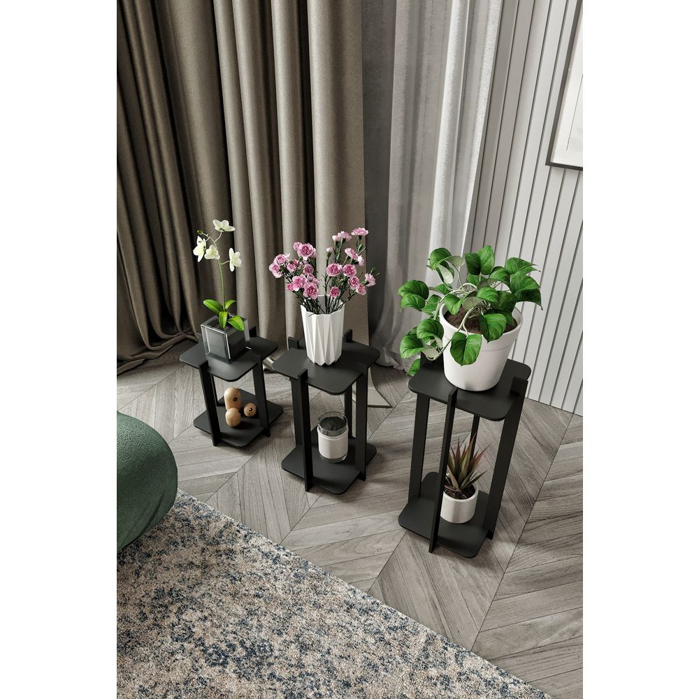 Stalak za biljke "Flower Desk Square" - boje: Crna i Drvena slika 3