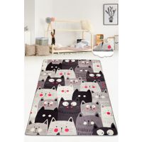 Tanka višebojna staza "Cats" sivi (80 x 150 cm) Mačke - izložbeni artikl (oštećenja ambalaža)