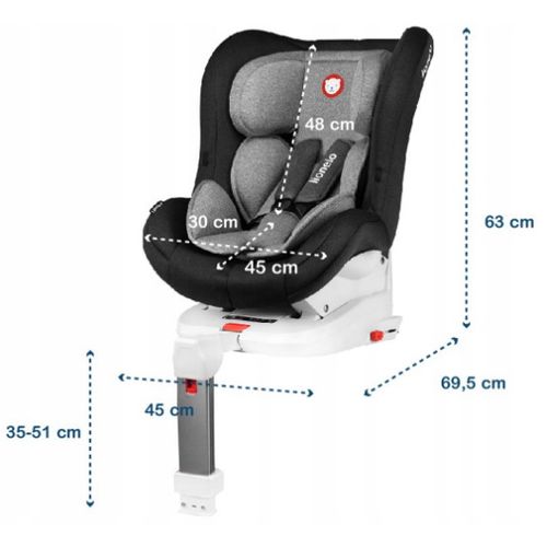 Lionelo autosjedalica Lennart, ISOFIX+noga, 0-18Kg, crna-siva, 5g JAMSTVA slika 7