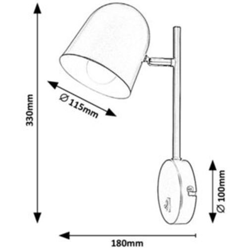 Rabalux Egna, unutrašnja metalna zidna lampa, E14 1x, crna slika 3