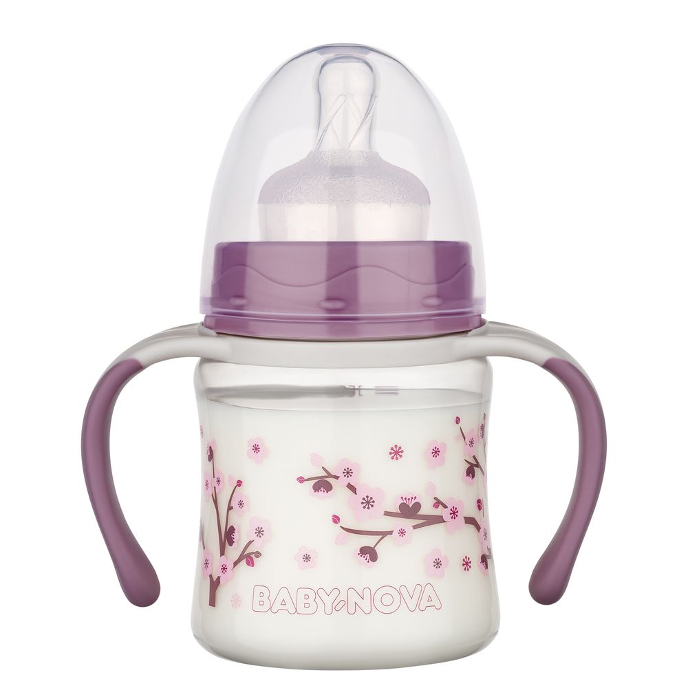 BABY NOVA Flašica za bebu sa ručkom 0m+ 150ml, Ljubičasta slika 1