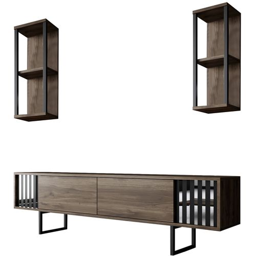 Woody Fashion Komoda za TV, Chrome Line - Walnut, Black slika 6