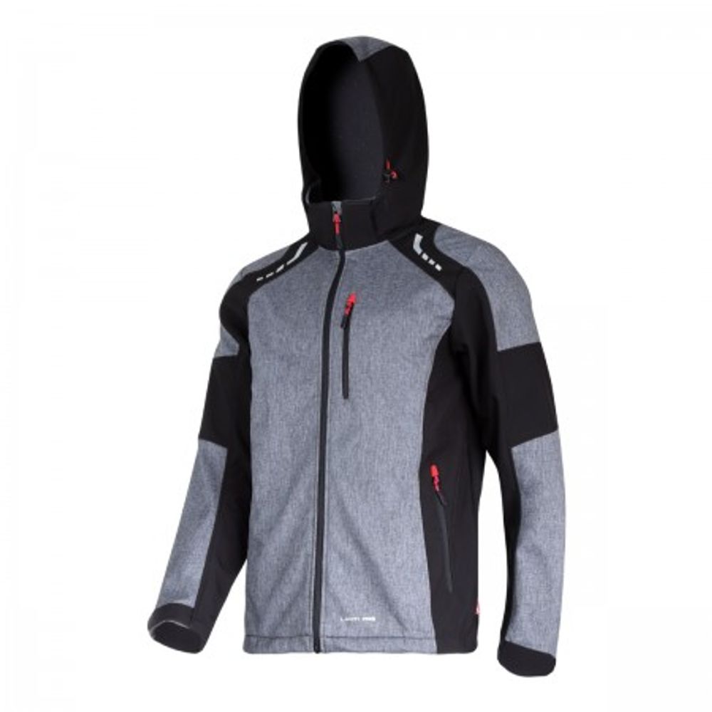 JAKNA OD SOFTSHELLA S KAPU. SIVO-CRNA-CRVENA "3XL"  L4092306 slika 1