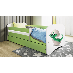 Drveni dječji krevet MALI DINO sa ladicom - 180x80cm - Zeleni
