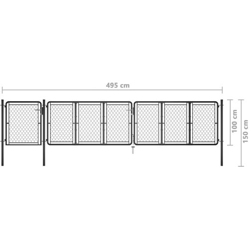 Vrtna vrata čelična 100 x 495 cm antracit slika 10