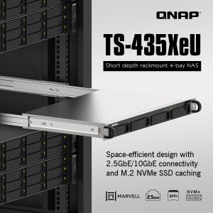 QNAP TS-435XeU NAS server 1U rack kratki, 4GB RAM, 10Gb mreža