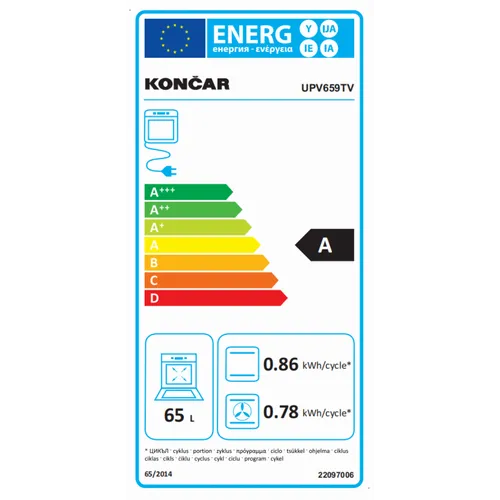 Končar UPV659TV+UKE 6040 K.CM1 Ugradni set, ugradna rerna+staklokeramička ploča slika 6