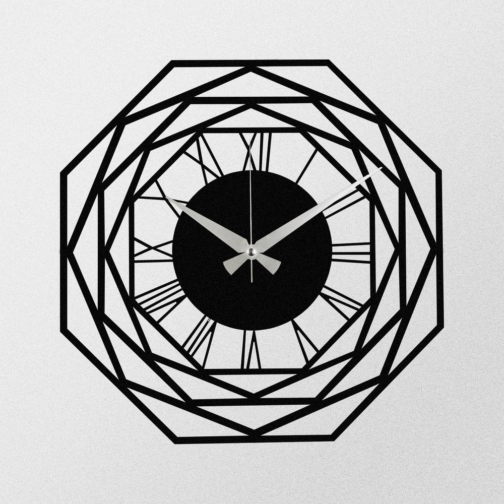 Enzoclock - S012 Crni Dekorativni Metalni Zidni Sat slika 4