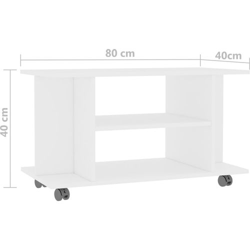 TV ormarić s kotačima bijeli 80 x 40 x 40 cm od iverice slika 10