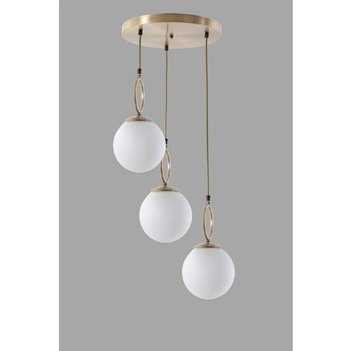 Morino 3 Lü Tepsili Beyaz Camlı Eskitme Sarkıt White Chandelier slika 2