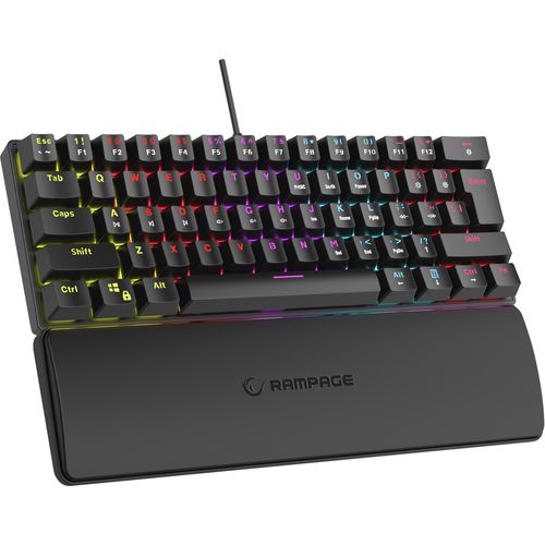 Rampage plower k60 black us layout wrist support blue switch gaming keyboard slika 4