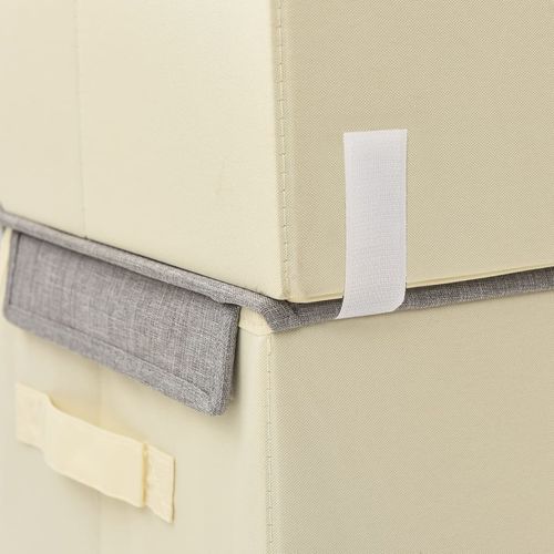 3-dijelni set složivih kutija za pohranu od tkanine sivi i krem slika 3