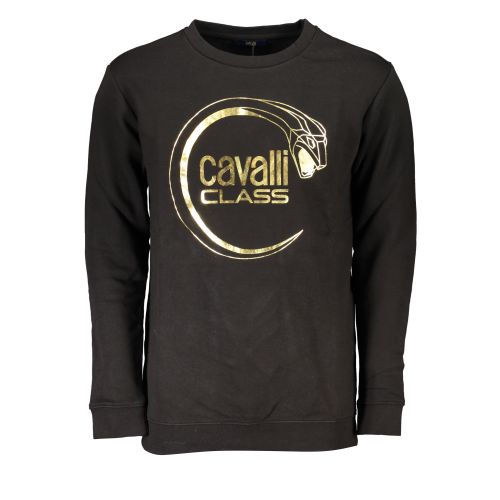 CAVALLI CLASS MEN'S BLACK ZIP-OUT SWEATSHIRT slika 1