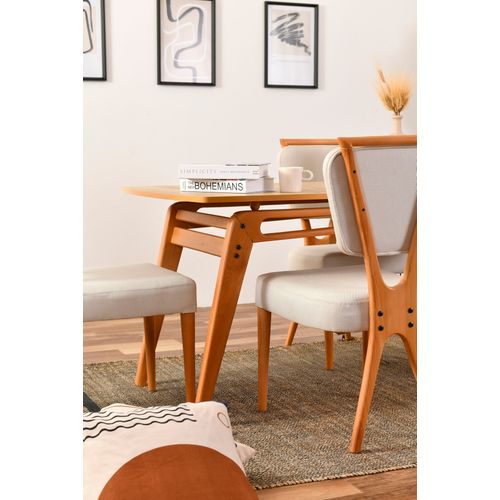 Woody Fashion Set stolova i stolica (5 komada), hrast Krema, Palace Wooden - Cream slika 2