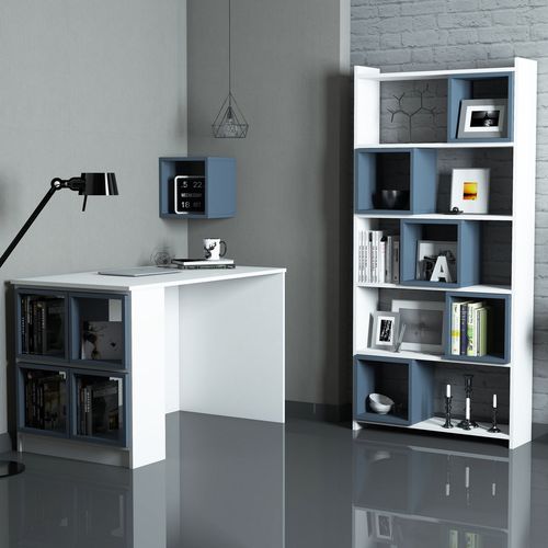 Box - White, Blue White
Blue Study Desk & Bookshelf slika 1