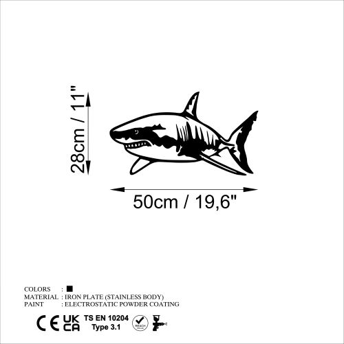 Wallity Metalna zidna dekoracija, Shark - M slika 6