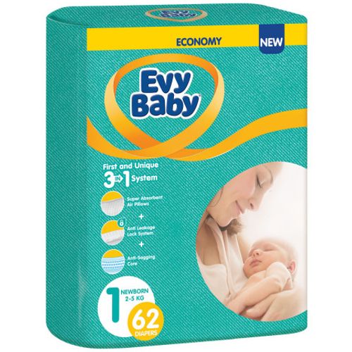 Evy Baby Pelene Twin 1 Newborn 2-5kg, 62kom 3u1 slika 1