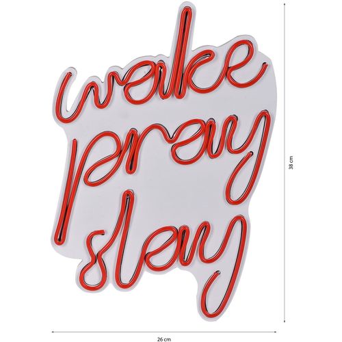 Wallity Ukrasna plastična LED rasvjeta, Wake Pray Slay - Red slika 18