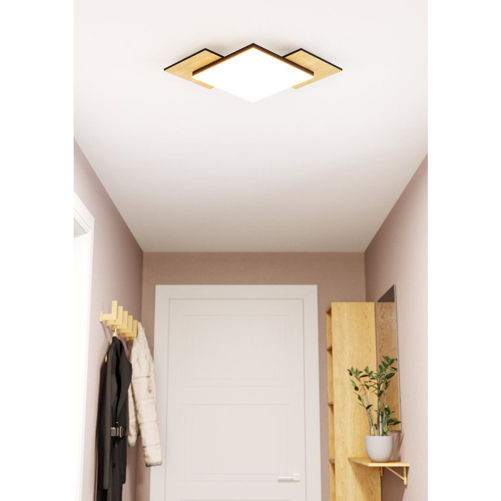 Eglo stropna/zidna LED rasvjeta 'TAMURIA' - 12W, 285x285mm, drvo/crna/bijela slika 2