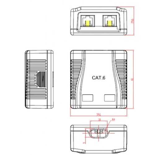 NCAC-2U6-01 Gembird CAT6 UTP 2-port skutija za površinsku montažu za RJ45 slika 3