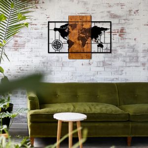 World Map With Compass Walnut
Black Decorative Wooden Wall Accessory