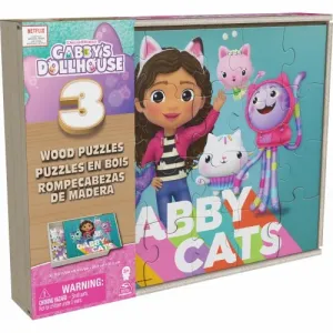 Gabbys Dollhouse - Drvene puzzle 3pk