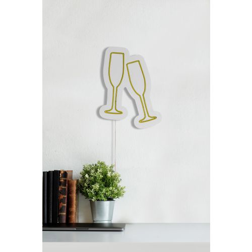 Wallity Ukrasna plastična LED rasvjeta, Champagne Glasses - Yellow slika 4