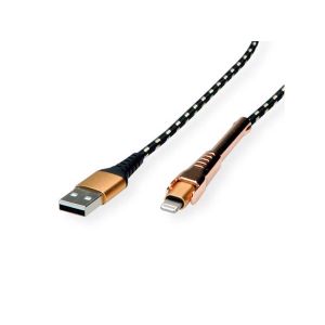 Secomp Roline GOLD Lightning to USB Cable for iPhone, iPod, iPad, with Smartphone support function, 1 m