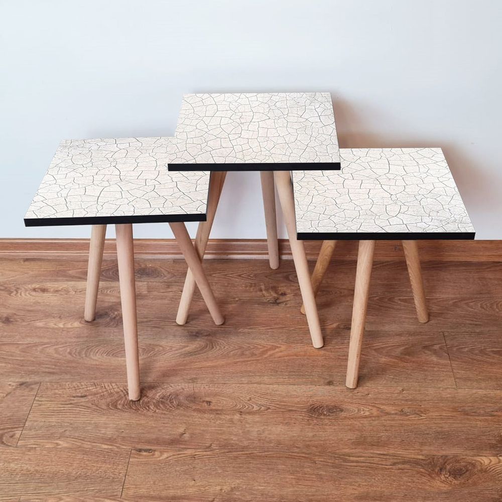 Nesting Table 3Shp221 - Set od 3 komada u bijeloj i sivoj boji slika 1