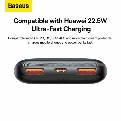 BASEUS powerbank 10.000 mAh + USB A na tip C PD QC3.0 3A 20W PPBD040201 crni slika 4