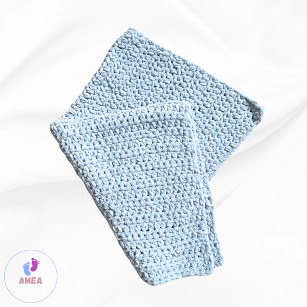 AMEA Pletena dekica Puffy 70x80cm, Blue slika 3