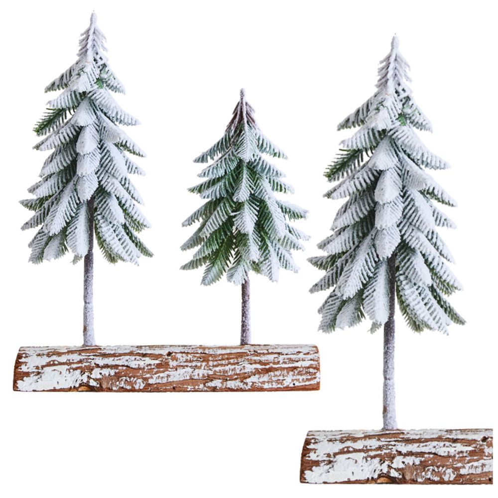 Božićna kompozicija - ukras za drvce na deblu prekrivenom snijegom 34 x 28 cm slika 1