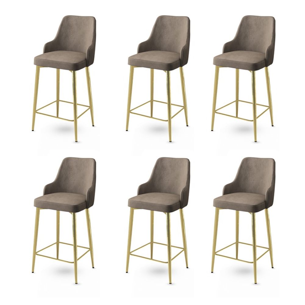 Enox - Gold Cappuccino Bar Stool Set (6 komada) slika 1