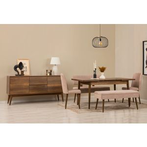 Vina Bench 04 0900 - Set za Trpezariju od 6 Komada u Orahu i Kamenu