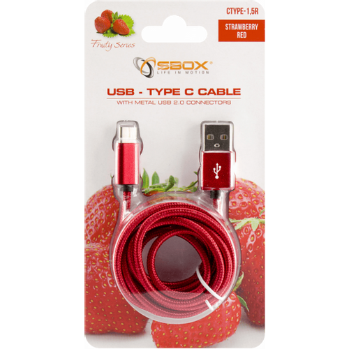 S BOX Kabl USB A / Type C, Fruity  1,5 m, Red slika 2